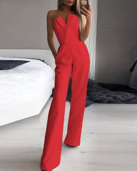 Frauke - Roter ärmelloser Jumpsuit