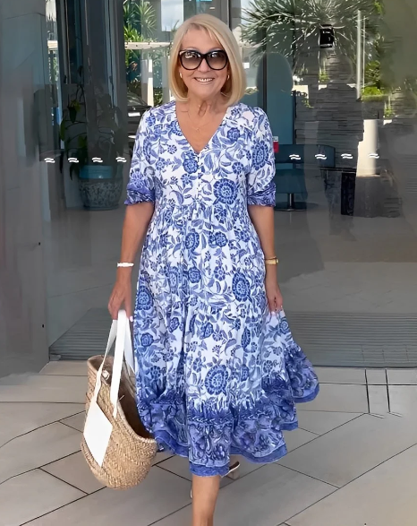 Emelie - Boho-Kleid mit V-Ausschnitt und Blumendruck