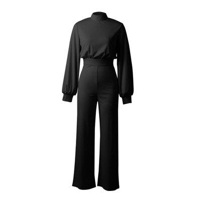 Etta - Reine Farbe Halber Kragen Jumpsuits