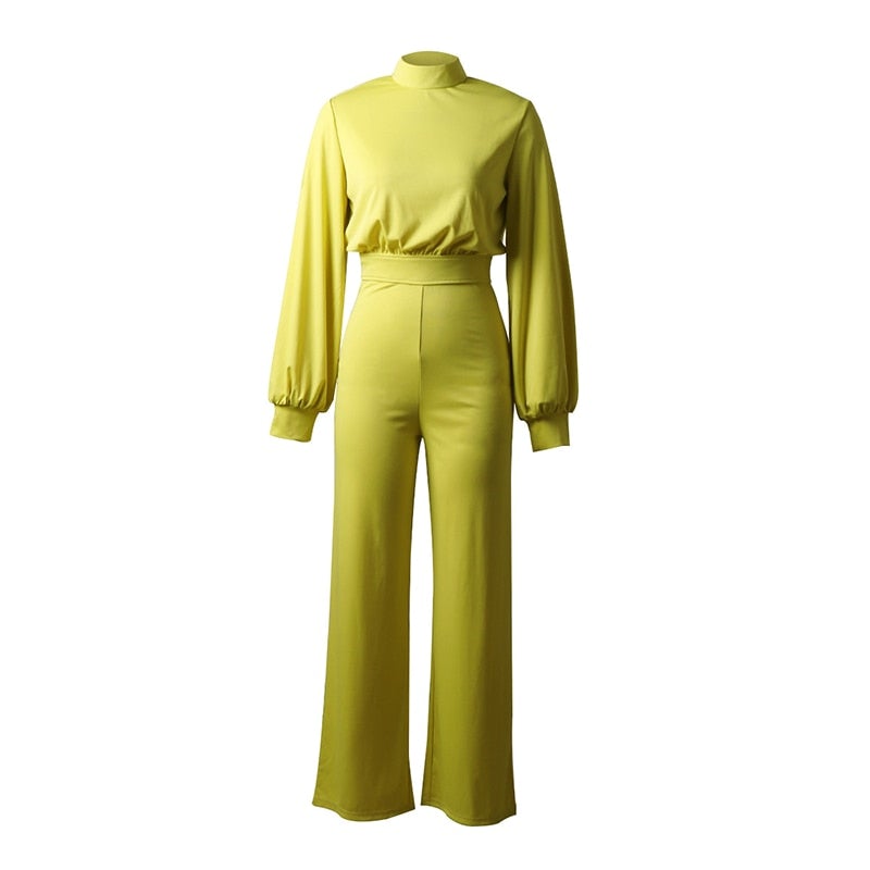 Etta - Reine Farbe Halber Kragen Jumpsuits