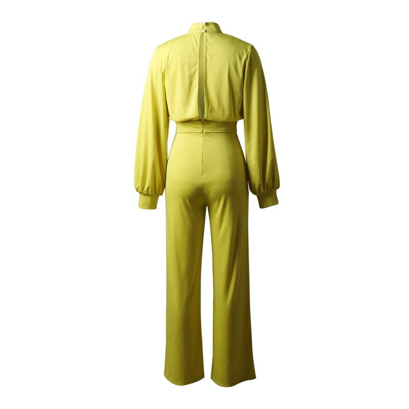 Etta - Reine Farbe Halber Kragen Jumpsuits