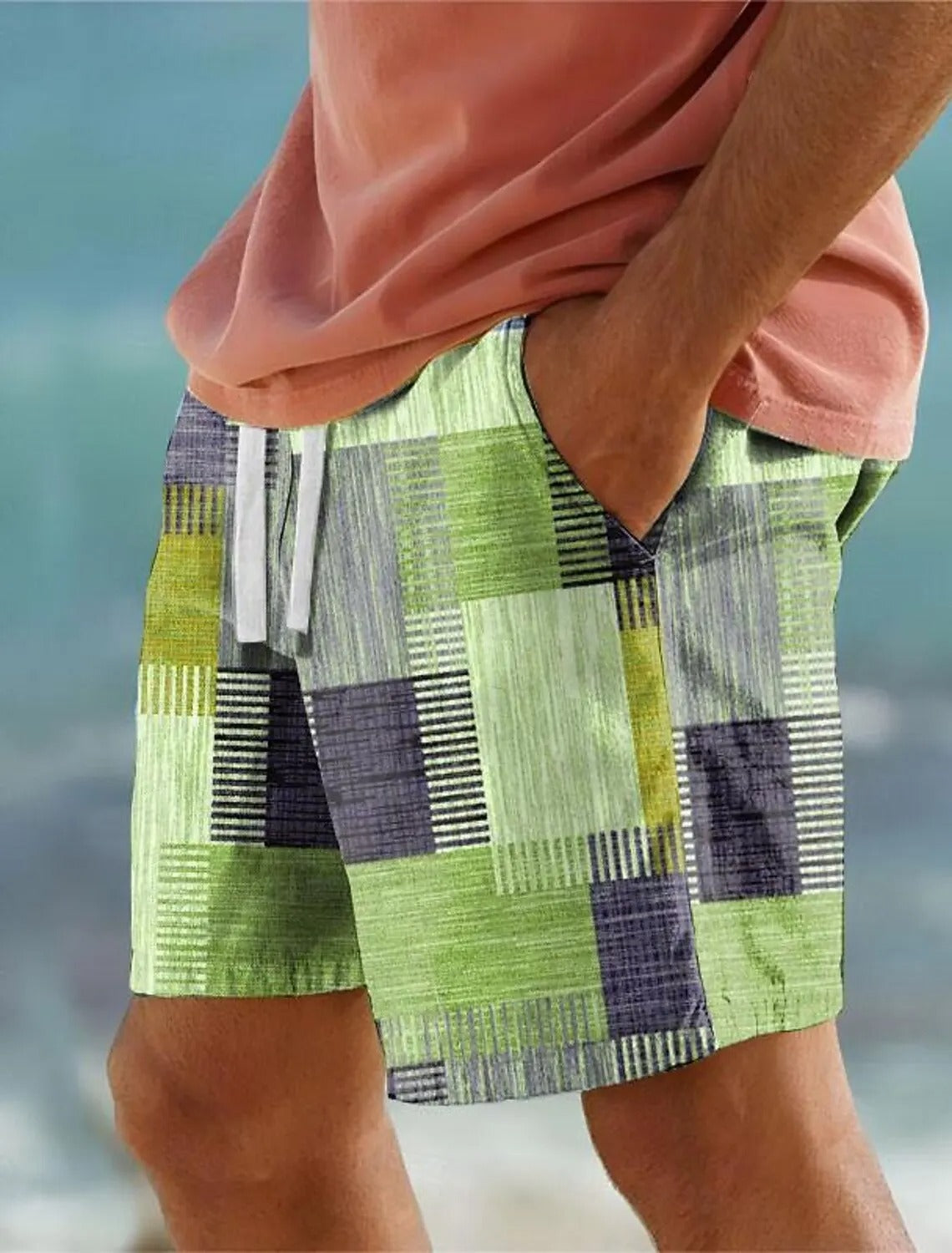 Alois - Badehose mit geometrischem Print und elastischem Bund