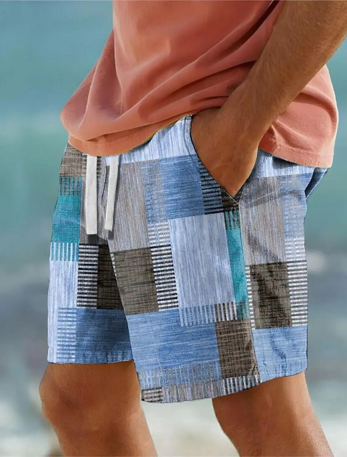 Alois - Badehose mit geometrischem Print und elastischem Bund