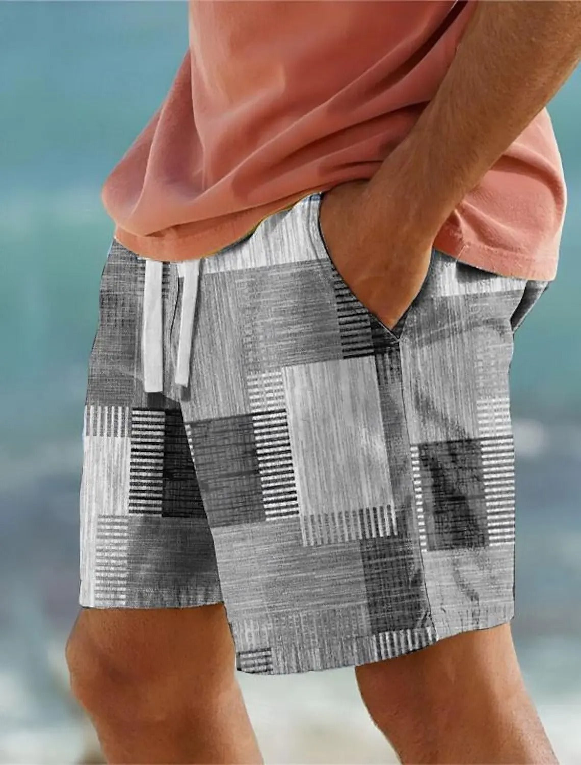 Alois - Badehose mit geometrischem Print und elastischem Bund