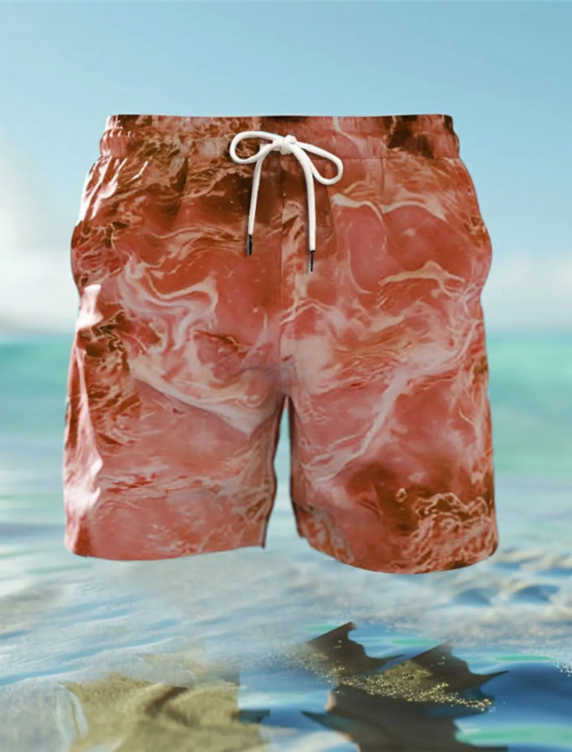 Klaus - Atmungsaktive Badeshorts mit Wellenprint