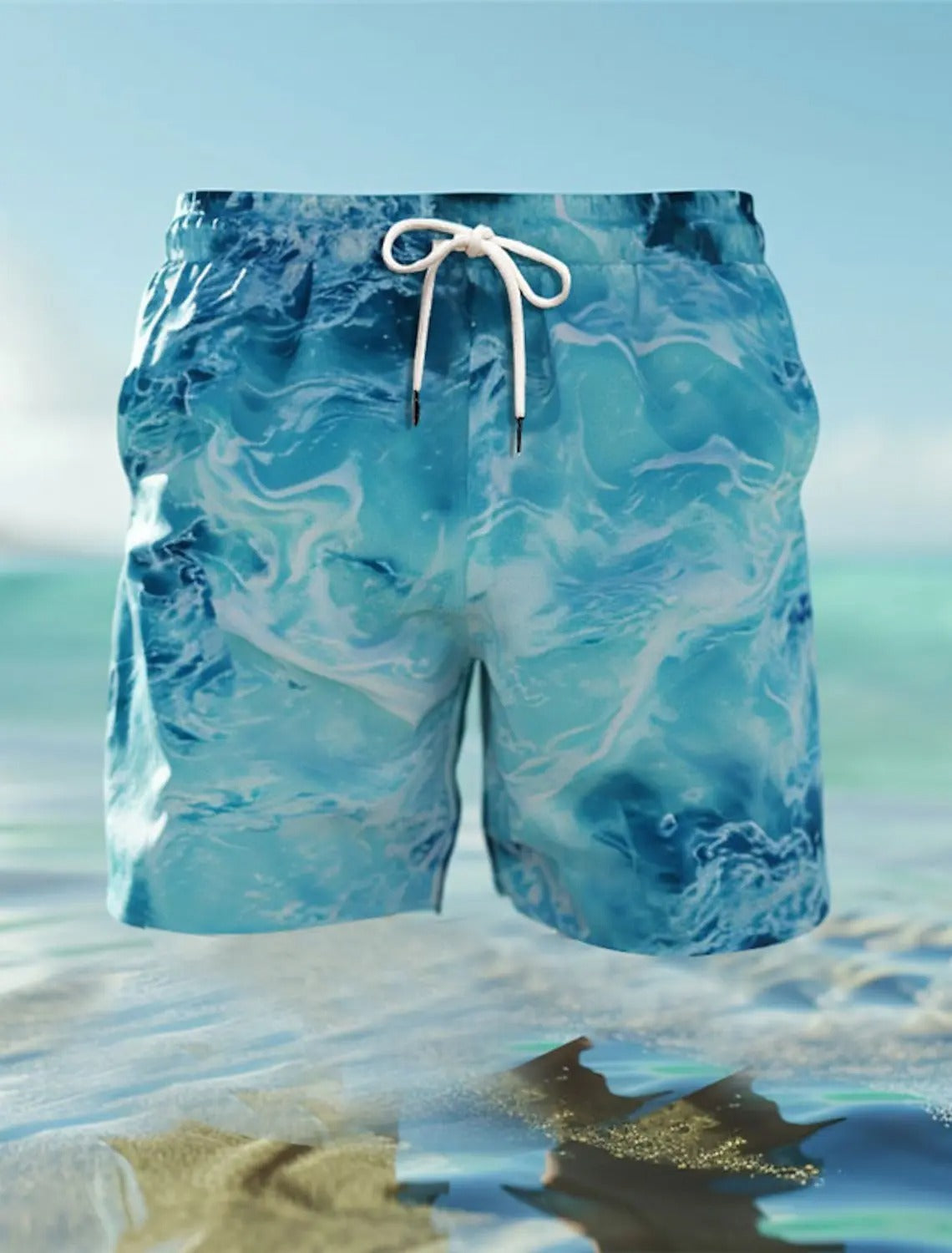 Klaus - Atmungsaktive Badeshorts mit Wellenprint