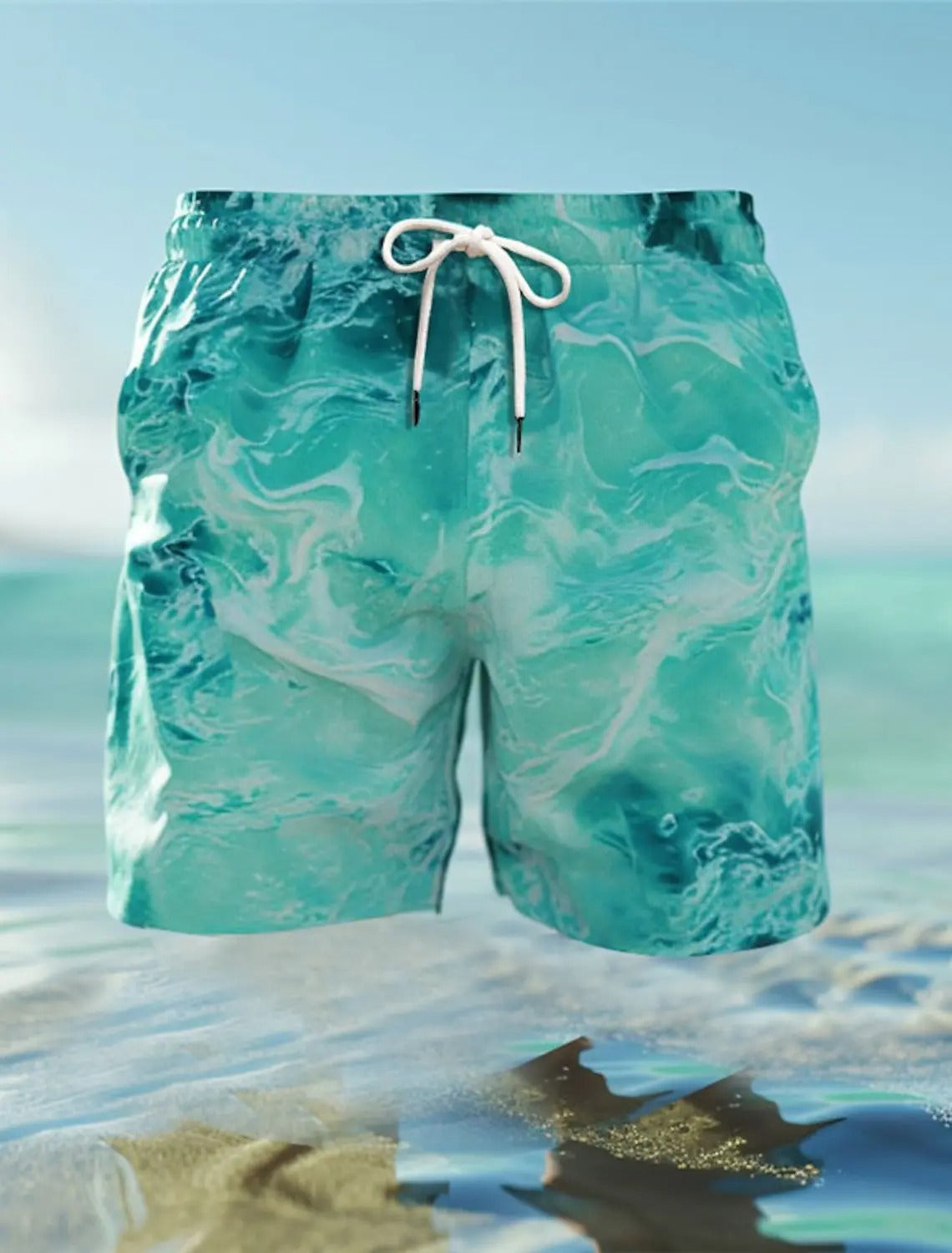 Klaus - Atmungsaktive Badeshorts mit Wellenprint