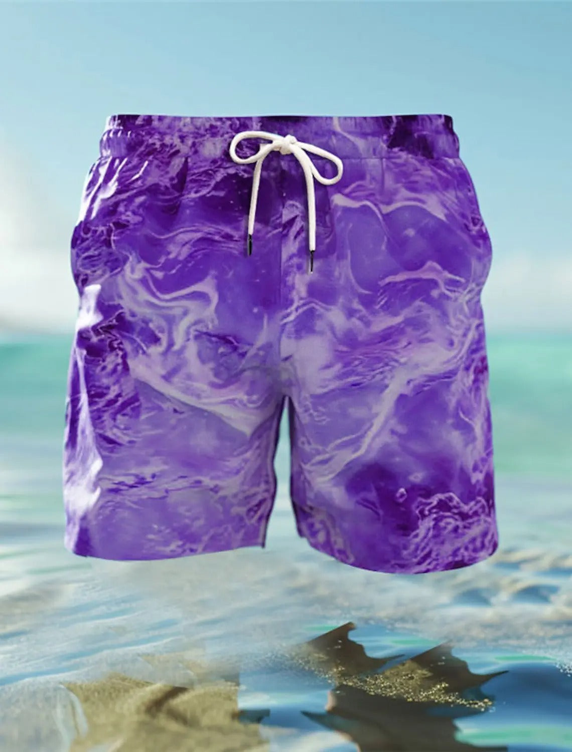 Klaus - Atmungsaktive Badeshorts mit Wellenprint