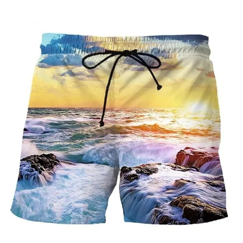 Rudolf - Komfortable Schwimmhose mit Grafischem Druck - Sonnenuntergang