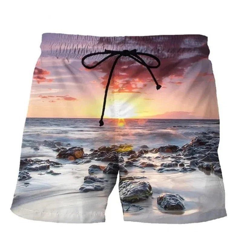 Rudolf - Komfortable Schwimmhose mit Grafischem Druck - Sonnenuntergang