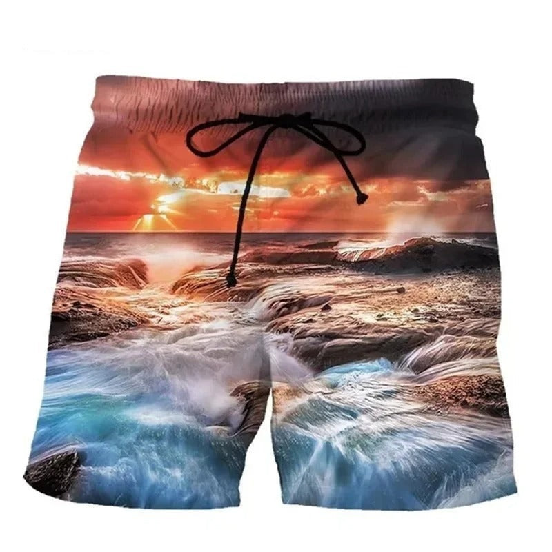 Rudolf - Komfortable Schwimmhose mit Grafischem Druck - Sonnenuntergang