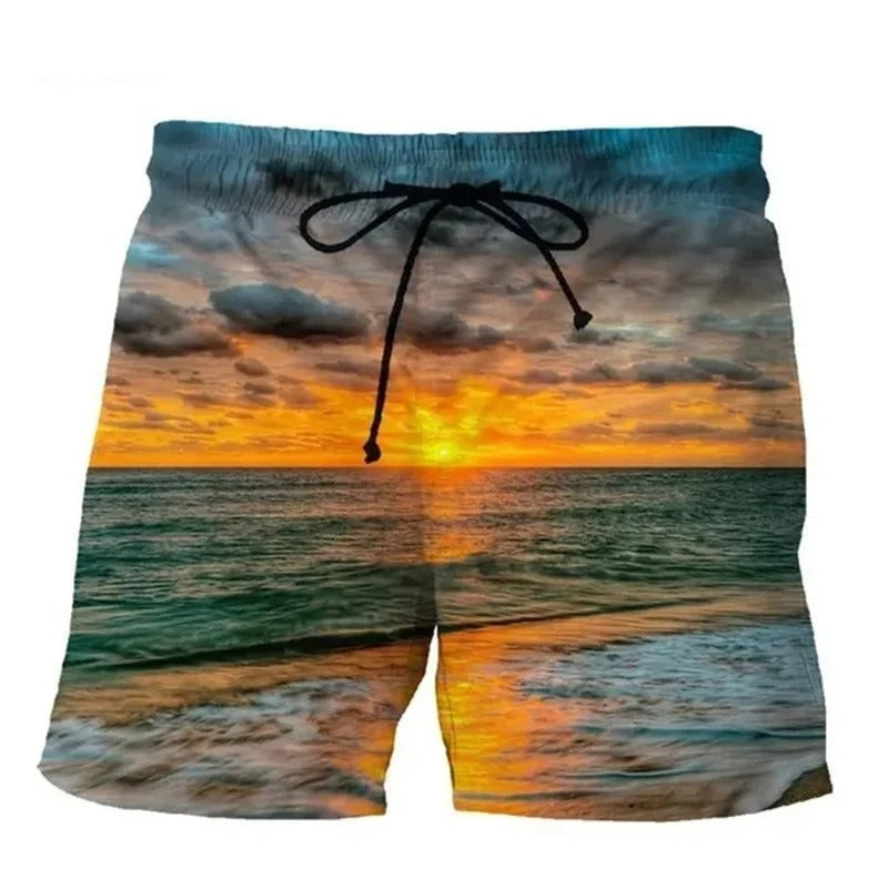 Rudolf - Komfortable Schwimmhose mit Grafischem Druck - Sonnenuntergang