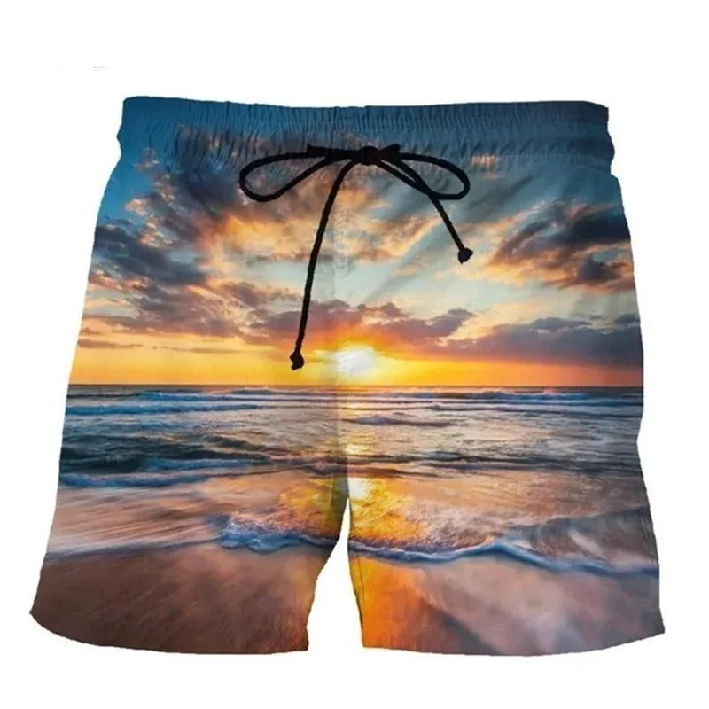 Rudolf - Komfortable Schwimmhose mit Grafischem Druck - Sonnenuntergang