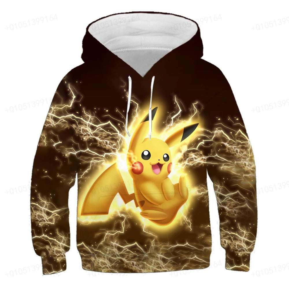 Sweatshirt 4-14t Kinder Hoodie Anime Kostüm Picchu Hoodie Jungen und Mädchen Sweatshirt Kinder Sportmantel