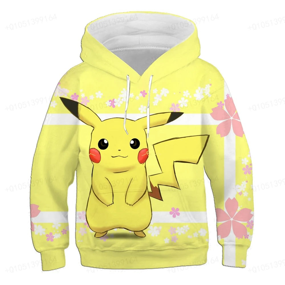 Sweatshirt 4-14t Kinder Hoodie Anime Kostüm Picchu Hoodie Jungen und Mädchen Sweatshirt Kinder Sportmantel