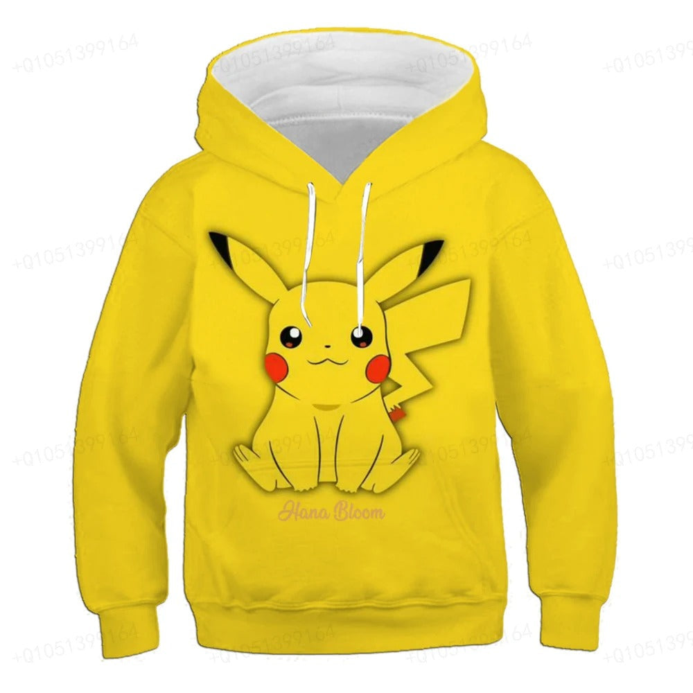 Sweatshirt 4-14t Kinder Hoodie Anime Kostüm Picchu Hoodie Jungen und Mädchen Sweatshirt Kinder Sportmantel