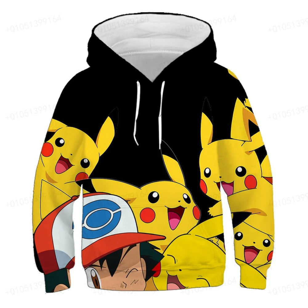 Sweatshirt 4-14t Kinder Hoodie Anime Kostüm Picchu Hoodie Jungen und Mädchen Sweatshirt Kinder Sportmantel