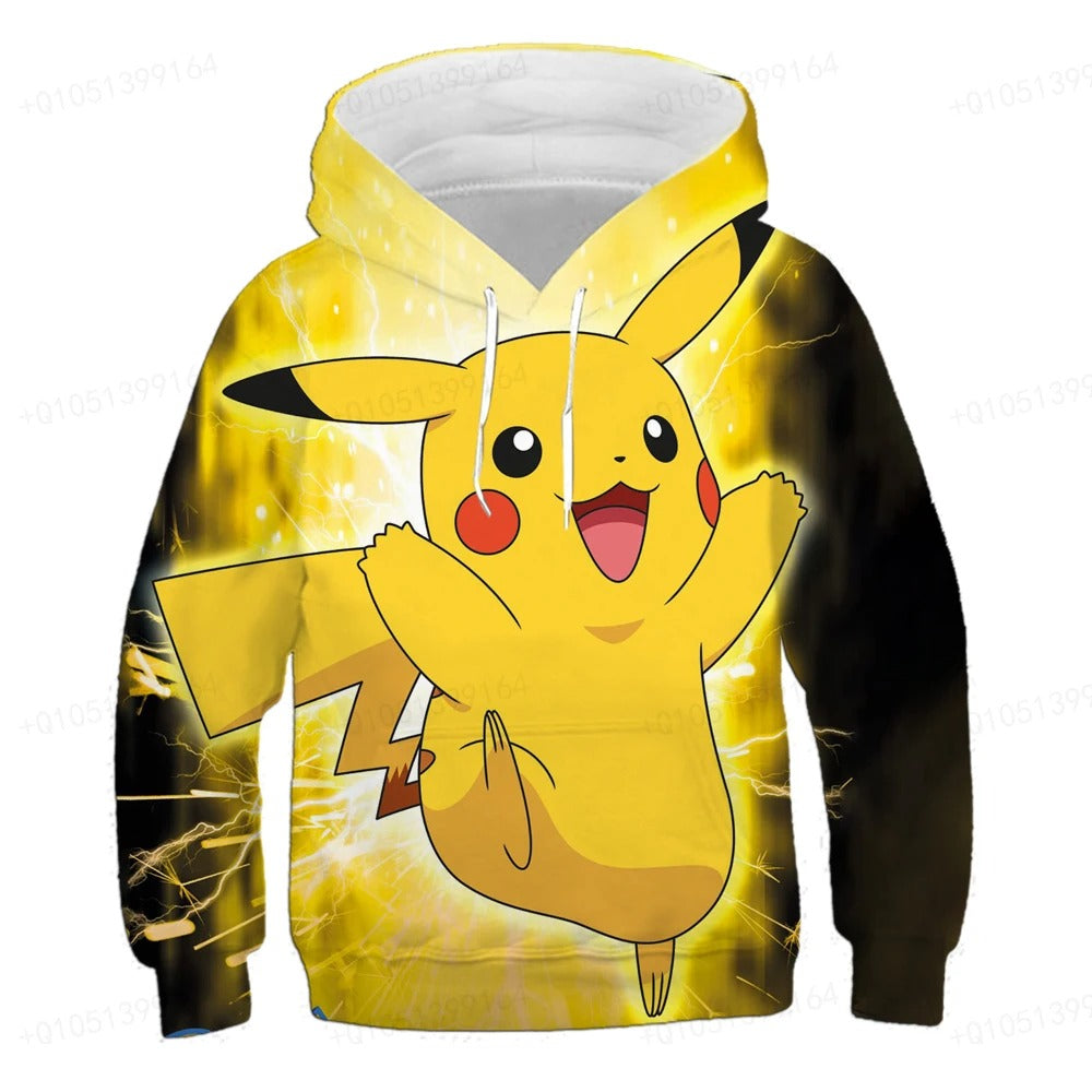 Sweatshirt 4-14t Kinder Hoodie Anime Kostüm Picchu Hoodie Jungen und Mädchen Sweatshirt Kinder Sportmantel