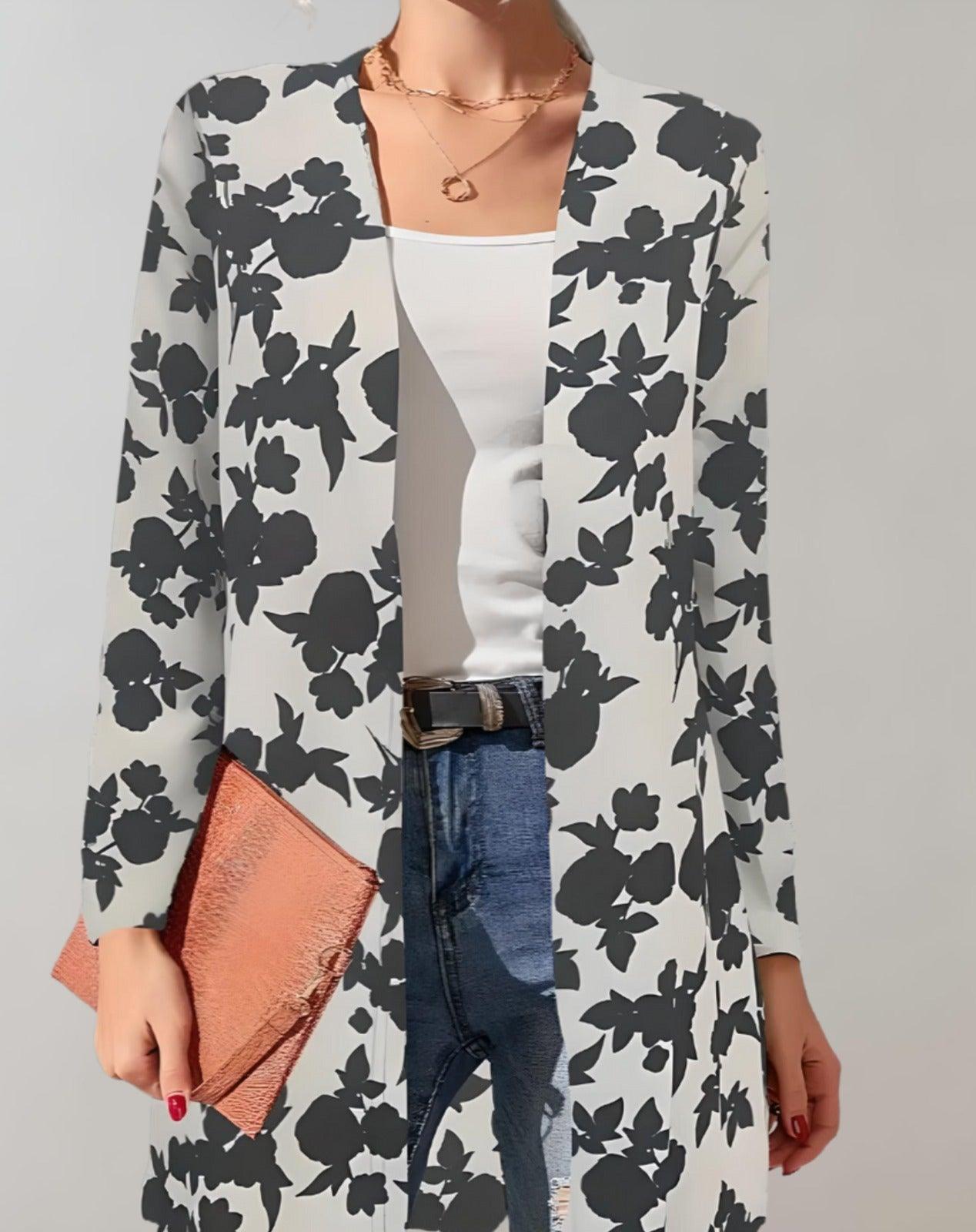 Zara - Lange gut sitzende Manteljacke mit Blumenmuster