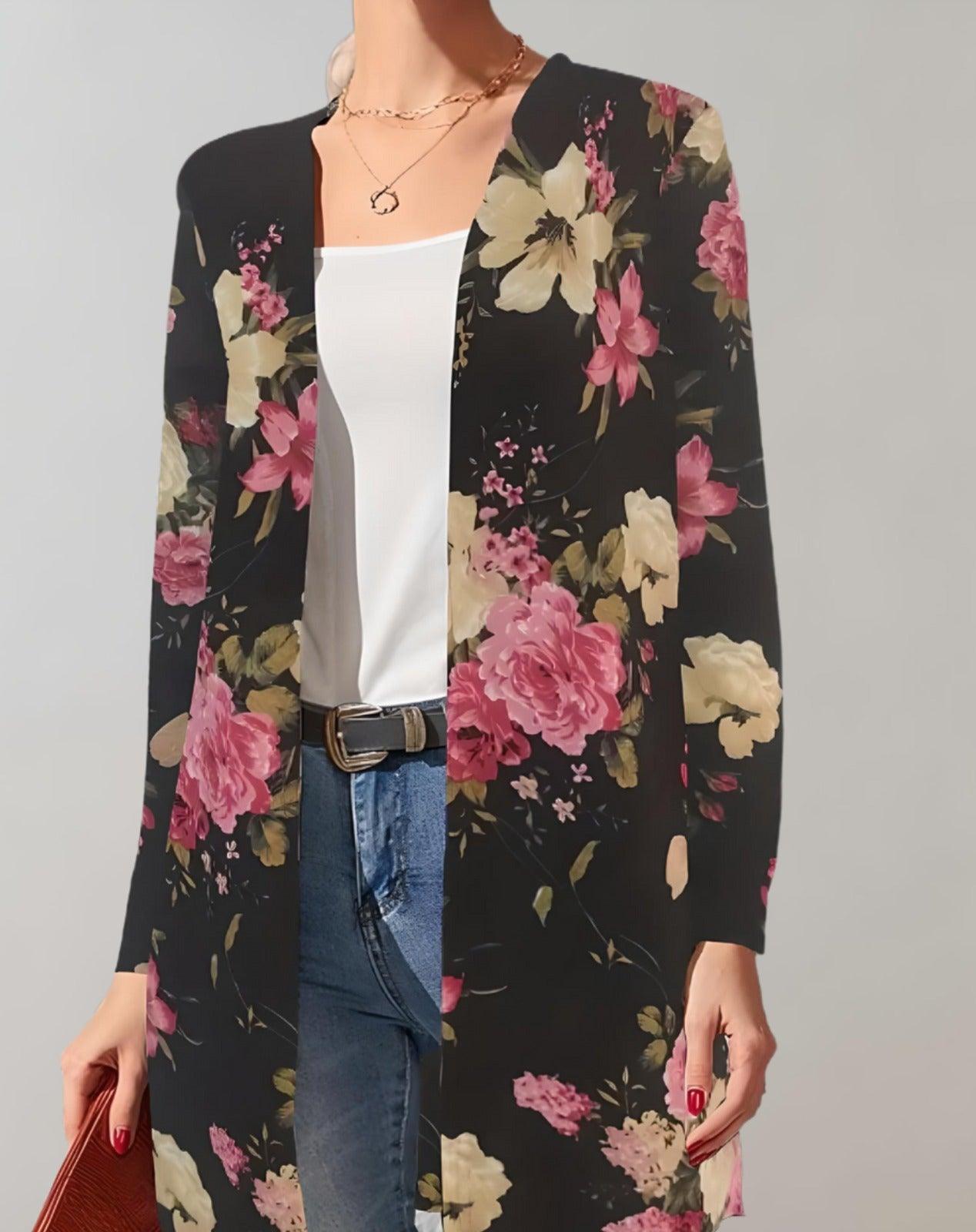 Zara - Lange gut sitzende Manteljacke mit Blumenmuster