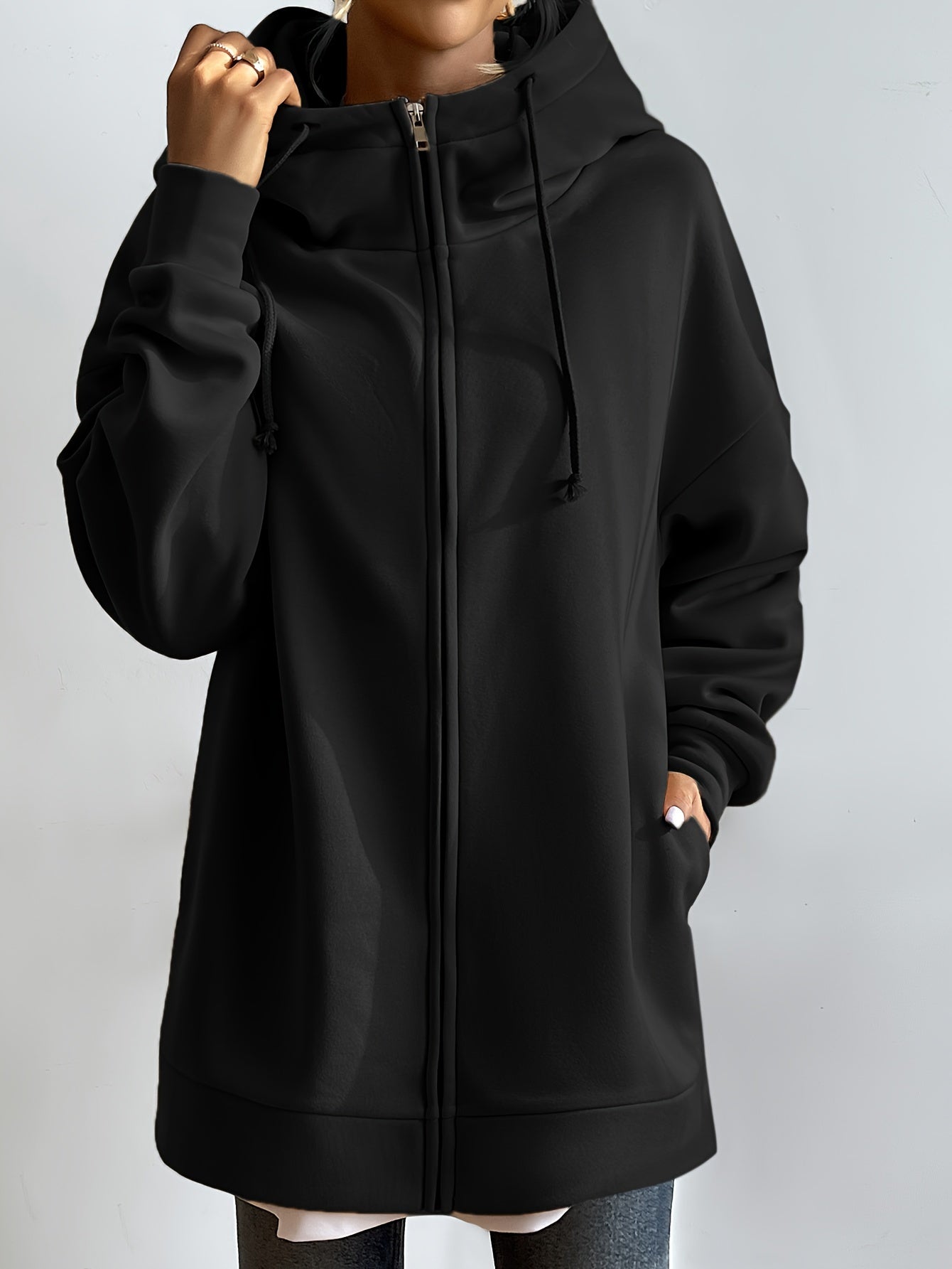 Desiree - Extrem komfortabler langer Zip up Fleece Kapuzenpulli hoodie