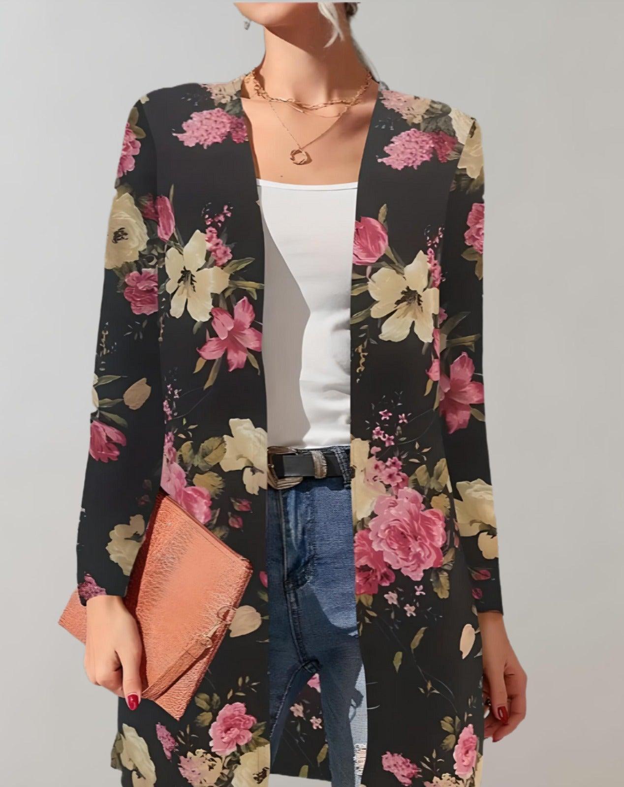 Zara - Lange gut sitzende Manteljacke mit Blumenmuster