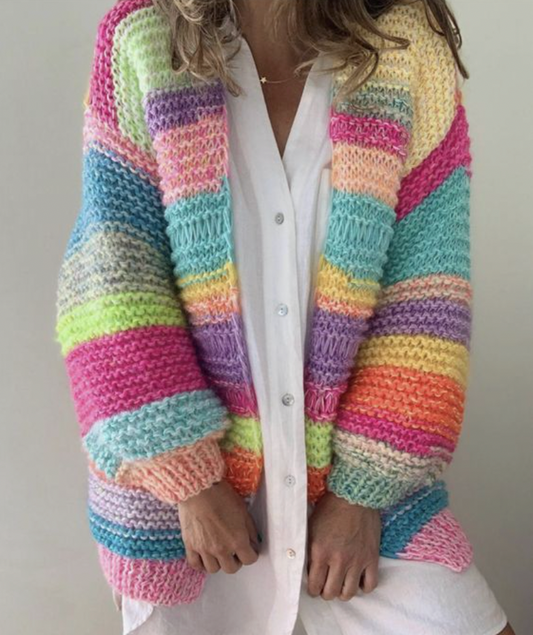 Lina - Gestrickte Regenbogen-Strickjacke cardigan