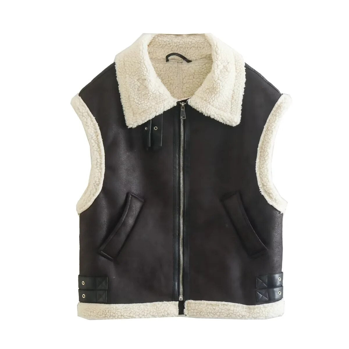 Agatha Gilet | Jacke Vintage mit Taschen und ärmelloses Design für Frauen