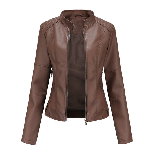 Bernadine - Sportliche Herbstjacke aus Lederimitat mit Revers