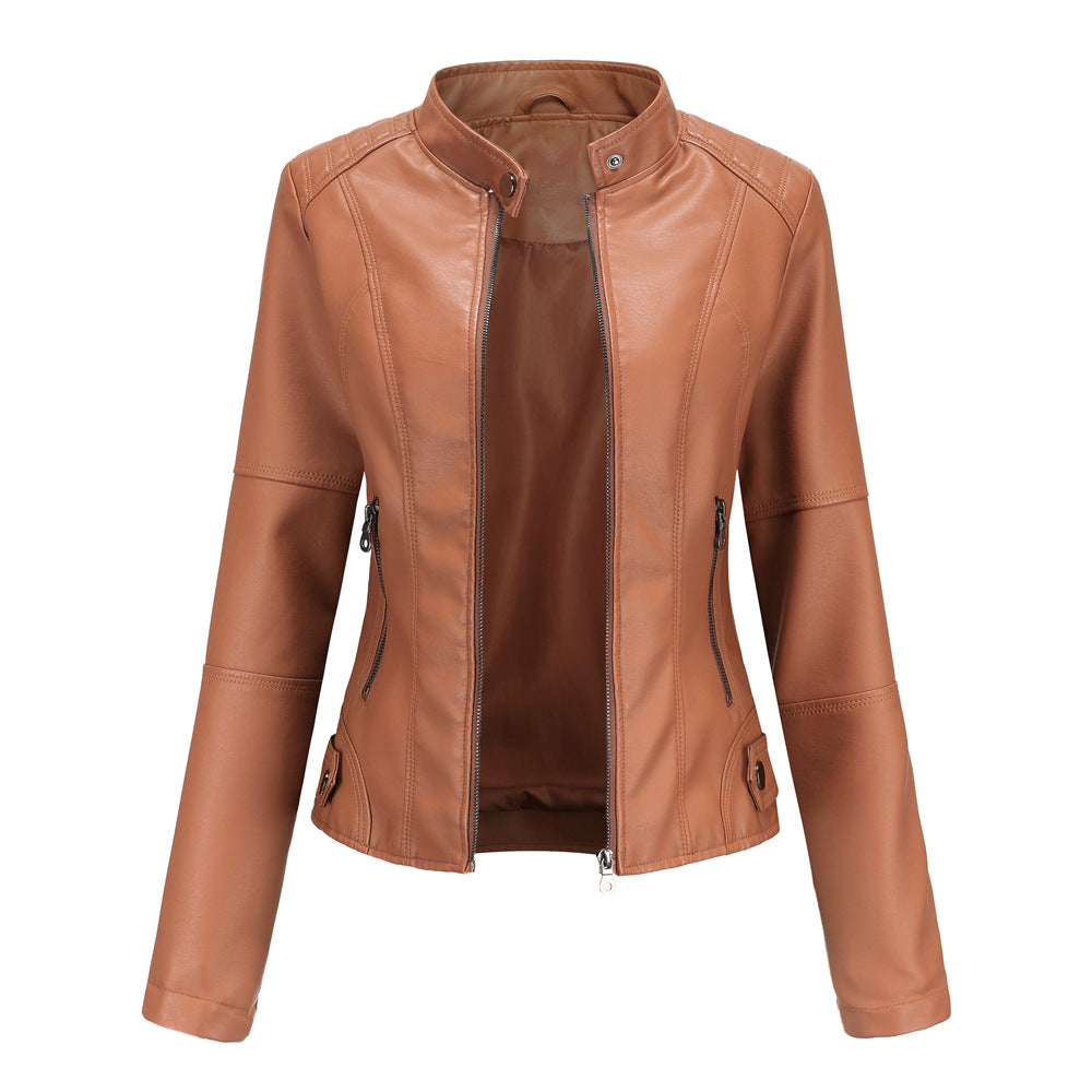 Bernadine - Sportliche Herbstjacke aus Lederimitat mit Revers