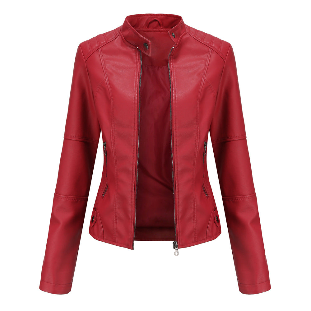 Bernadine - Sportliche Herbstjacke aus Lederimitat mit Revers